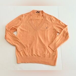 Vineyard Vines Women’s Peach 100% Cotton V-Neck Heritage Sweater Size Large Prep